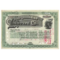 Mergenthaler Linotype Co. Issued To And Signed On Verso By William C. Whitney