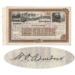 Seattle, Lake Shore & Eastern Railway Issued To And Signed On Verso By H.o. Armour