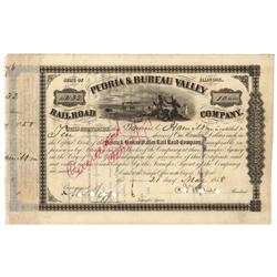 PEORIA & BUREAU VALLEY RR CO. STOCK SIGNED BY ABRAHAM LINCOLN'S CAMPAIGN MANAGER NORMAN BUEL JUDD AS