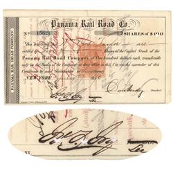 Panama Rail Road Co. Stock Signed By James F. Joy As Secretary