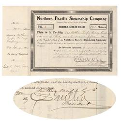 Northern Pacific Steamship Co. Issued To The Northern Pacific Railway Co. And Signed Twice By C.s. M