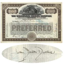 Wisconsin Edison Company Issued To And Signed On Vero By John F. Dulles