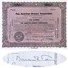 Pan American Airways Stock Issued To And Signed By CBS Founder William S. Paley