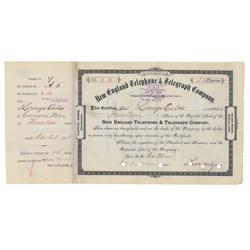 New England Telephone & Telegraph Company Signed As President By Theodore Newton Vail
