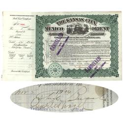 The Kansas City, Mexico And Orient Railway Signed On Verso By