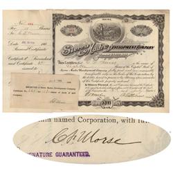 Sierra Madre Development Company Issued To And Signed By C.f. Morse