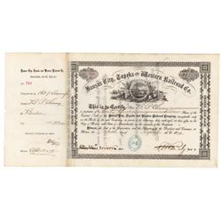 Kansas City, Topeka And Western Railroad Co. Issued To And Signed By  B.P. Cheney And Signed As Pres