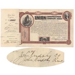 Union Construction Company Signed By John Cudahy