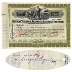 Chicago Terminal Transfer Railroad Company Issued To John D. Rockefeller And Signed By George D. Rog