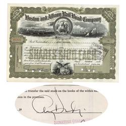 Avery Brundage Signs A Boston And Albany Rr Co. Stock