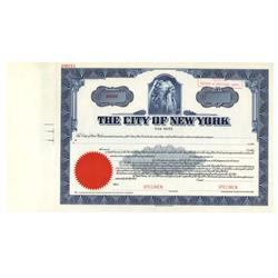The City Of New York Tax Note Specimen