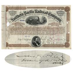 Northern Pacific Railroad Stock Issued To and Endorsed on Verso To Reverend Dr. Alexander T. McGill,