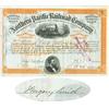 Image 1 : Northern Pacific Railroad Stock Issued To And Signed On Verso By J. Gregory Smith