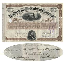 NP RR Stock Issued to Western Union Telegraph Co. Signed As Vice-President of the Co. by Thomas Ecke