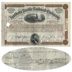 Northern Pacific Railroad Company Stock Issued To The American Home Missionary Society And Endorsed 