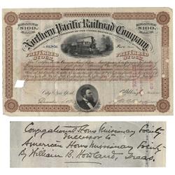 Northern Pacific Railroad Company Stock Issued To The American Home Missionary Society And Endorsed 