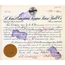 P.D.C. Ball Signs A St. Louis Browns Baseball Stock