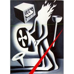 Mark Kostabi, Is Gramercy Park Burning, Oil Painting
