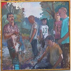 Paly, Teenage Boys, Oil Painting