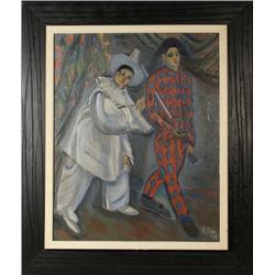 Georgette Silver, Harlequins, Oil Painting