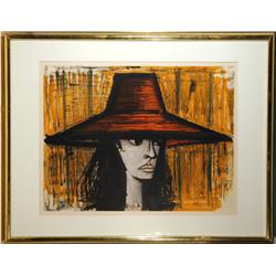 Bernard Buffet, Woman with Hat, Lithograph