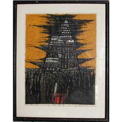 Kam Kamada, Pagoda, Woodcut