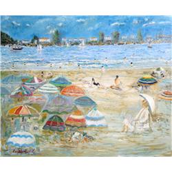 Ralph Rispoli, Busy Beach, Oil Painting