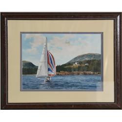 Michael Davidoff, Sailing by Bear Island, Watercolor