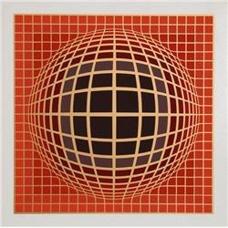Victor Vasarely, Domb B (Red), Serigraph