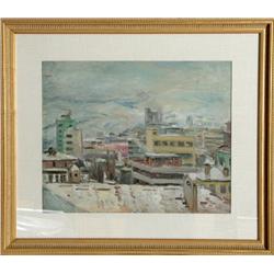 Adil Dogancay, Snow in Ankara, Oil Painting