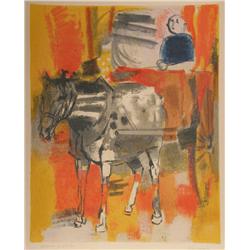 Paul Guiramand, Man on Horse, Lithograph 