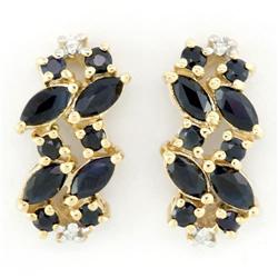1.96Ct Black Sapphire & Diamond 9K Gold Earrings (JEW-9017X)