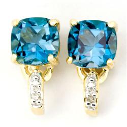 2.48Ct London Blue Topaz & Diamond 9K Gold Earrings (JEW-9144X)