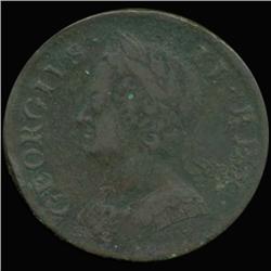 1753 US British Colonial George II Half Penny Very Hi Grade (COI-6943)