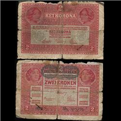 1916 Austria 2 Krone Note Circulated (CUR-05774)