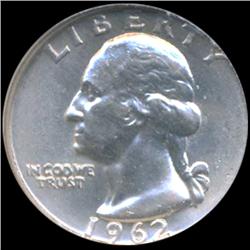 1962D Washington 25c Silver Quarter Coin Graded GEM Scarce Variety (COI-6846)