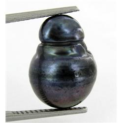10.57ct South Sea Saltwater Baroque Pearl Iridescent Black/Purple RARE 15mm (JEW-1893)