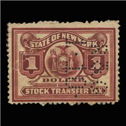1900s US NY $1 Stock Transfer Revenue Stamp NICE (STM-0539)