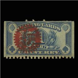 19040 US 1 Pack Playing Card Revenue Stamp Overprinted NICE (STM-0542)