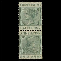1883 Grenada 1/2p Postage Stamp Mint Tete-beche Pair RARE (STM-0591)