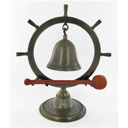 Bronze Ship's Wheel With Bell and Clapper (ANT-853)