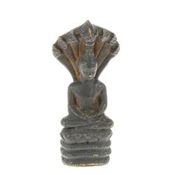 Antique Thai Bronze Buddha Under Naga (ANT-340)