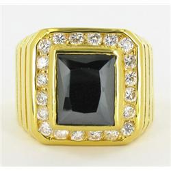 4ct Natural Black Onyx Mens Gold Vermeil Ring (JEW-1489)