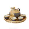 Image 2 : Fine Woven Bamboo Over Ceramic Tea Set (DEC-026)