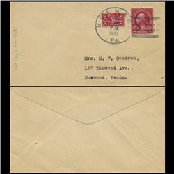 1932 US RARE First Day of 3c Rate Change Cover Using Bisected 2c (STM-0625)