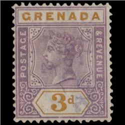 1895 Grenada 3p Postage Stamp RARE Variety Scarce Cancel (STM-0571)