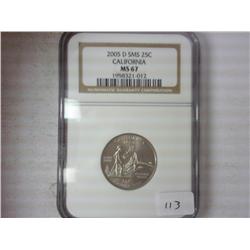 2005-D SMS California Quarter NGC MS67