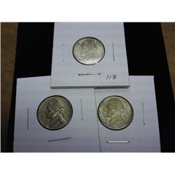 3-1942-S Jefferson 35% War Nickels (EF-BU)