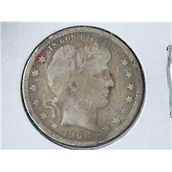 1908-D Barber Quarter