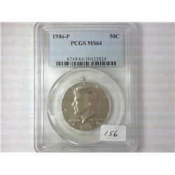 1986-P Kennedy Half PCGS MS64